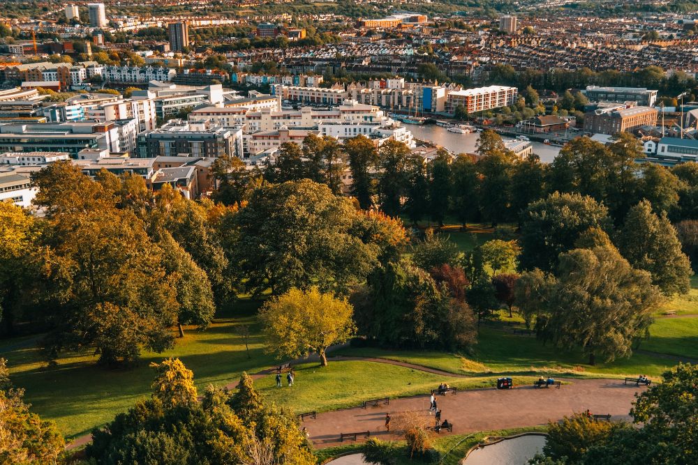 Bristol city view from a hill